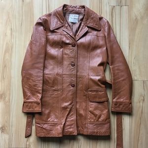 VINTAGE Leather Trench Jacket Medium (Sz 6-8) EUC